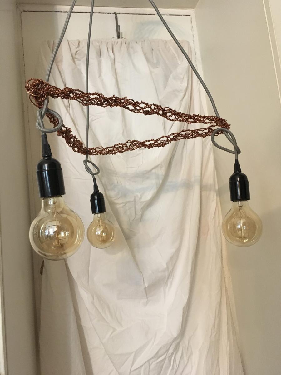 Newly created Lamps; Bauhaus Style; connections made from pure copper